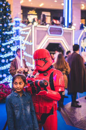 Kuala Lumpur, Malaysia â December, 2019: Beautiful costume Star Wars movie characters and Star Wars, Millennium Falcon themed Christmas decoration at Pavilion Shopping Mall in Bukit Bintang.のeditorial素材