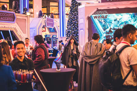 Kuala Lumpur, Malaysia â December, 2019: Beautiful costume Star Wars movie characters and Star Wars, Millennium Falcon themed Christmas decoration at Pavilion Shopping Mall in Bukit Bintang.のeditorial素材