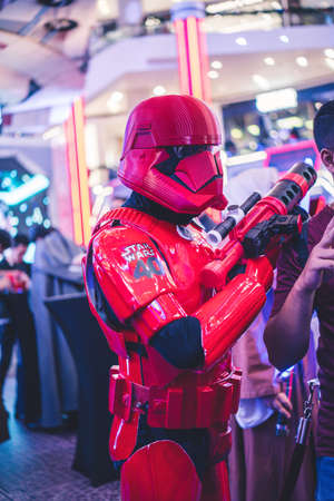 Kuala Lumpur, Malaysia â December, 2019: Beautiful costume Star Wars movie characters and Star Wars, Millennium Falcon themed Christmas decoration at Pavilion Shopping Mall in Bukit Bintang.のeditorial素材