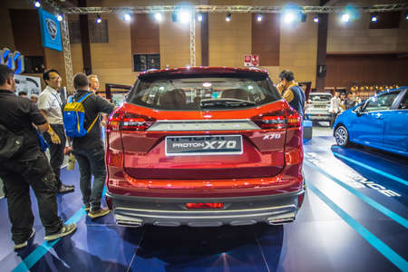 Kuala Lumpur, Malaysia  April 11, 2019  Car and motocycle displayed at Moto Show in Kuala Lumpur. Exhibitors present most interesting aspects of the automotive industry. The image contains certain grain or noise and soft focus.のeditorial素材