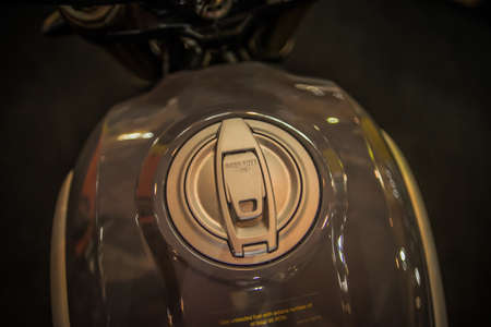 Kuala Lumpur, Malaysia  April 11, 2019  Car and motocycle displayed at Moto Show in Kuala Lumpur. Exhibitors present most interesting aspects of the automotive industry. The image contains certain grain or noise and soft focus.のeditorial素材