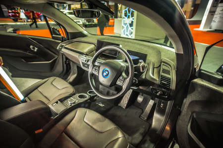 Kuala Lumpur, Malaysia â April 11, 2019 â Car and motocycle displayed at Moto Show in Kuala Lumpur. Exhibitors present most interesting aspects of the automotive industry. The image contains certain grain or noise and soft focus.のeditorial素材