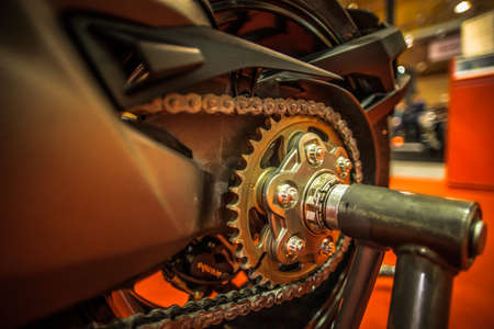 Kuala Lumpur, Malaysia  April 11, 2019  Car and motocycle displayed at Moto Show in Kuala Lumpur. Exhibitors present most interesting aspects of the automotive industry. The image contains certain grain or noise and soft focus.のeditorial素材