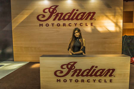Kuala Lumpur, Malaysia â April 11, 2019 â Car and motocycle displayed at Moto Show in Kuala Lumpur. Exhibitors present most interesting aspects of the automotive industry. The image contains certain grain or noise and soft focus.のeditorial素材