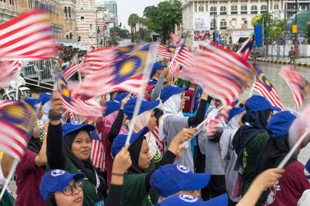 Kuala Lumpur, Malaysia â 26 August 2017: The Participants perform during a full dress rehearsal in downtown Kuala Lumpur for Malaysia's Independence Day celebrations this upcoming 31 August.のeditorial素材