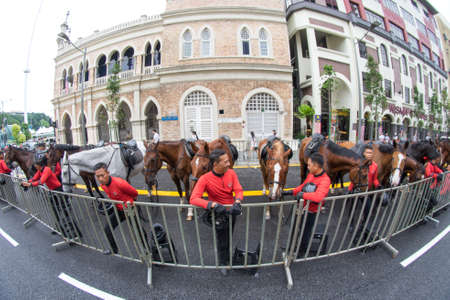 Kuala Lumpur, Malaysia â 26 August 2017: The Participants perform during a full dress rehearsal in downtown Kuala Lumpur for Malaysia's Independence Day celebrations this upcoming 31 August.のeditorial素材
