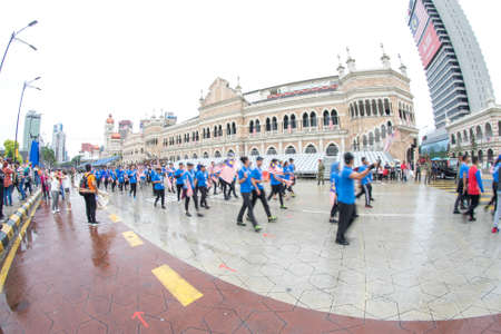 Kuala Lumpur, Malaysia â 26 August 2017: The Participants perform during a full dress rehearsal in downtown Kuala Lumpur for Malaysia's Independence Day celebrations this upcoming 31 August.のeditorial素材