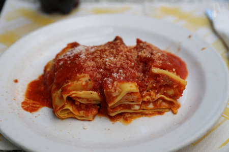 Plate of lasagnaの写真素材