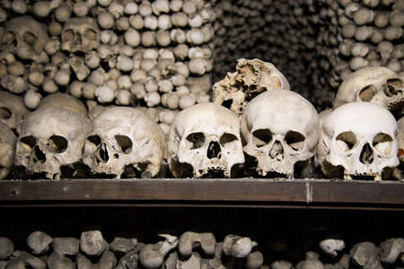 Human skulls at Sedlec Ossuaryの写真素材