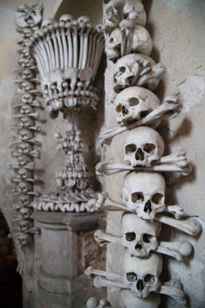 Human skulls at Sedlec Ossuary