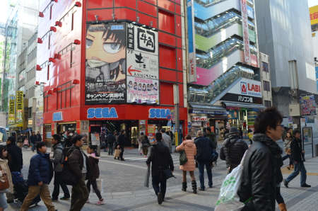 People and buildings in Akihabara, Japanのeditorial素材