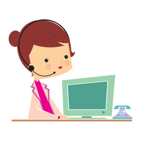 front desk officer female, vector design, fully editableのイラスト素材