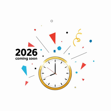 New Year 2020 Creative Design Concept with Clock. Vector Illustration.のイラスト素材