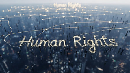 Human Resources word on a blurred city background. 3D Renderingの素材