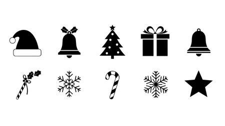 Christmas icons set on white background for graphic and web design. Simple vector sign. Internet concept symbol for website button or mobile appのイラスト素材
