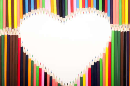 Colored Pencils Heart Shapeの写真素材