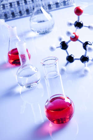 Labolatory Desk, Atoms, Flasks