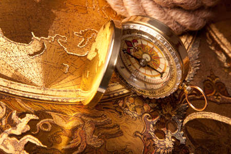 Treasure map and compass