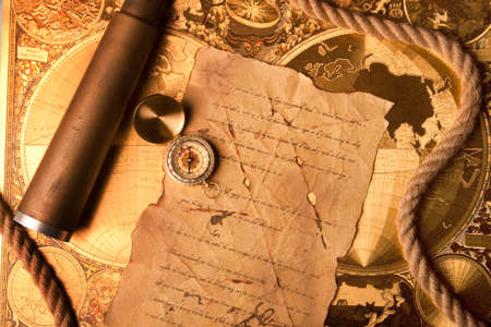 Treasure map and compass
