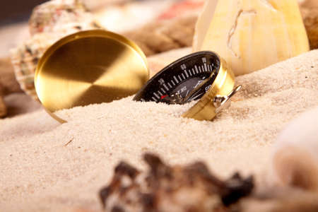 Compass in sandの写真素材