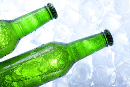 Cold beer in iceの写真素材
