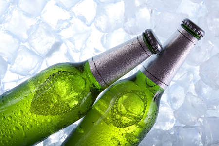 Cold beer in iceの写真素材