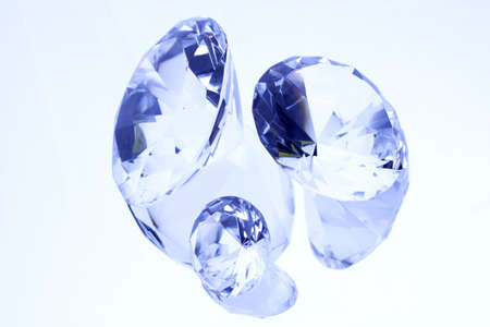 Diamonds on mirror backgroundの写真素材