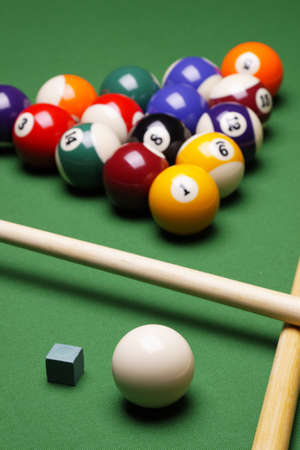Billiard balls on green table!