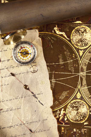 Vintage navitagion equipment, letter and maps