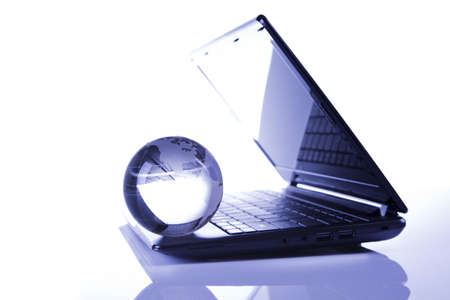 Blue Globe and Computer Keyboard for background 
