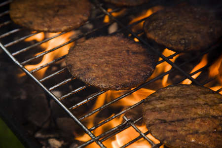 Closeup of fried burgersの写真素材