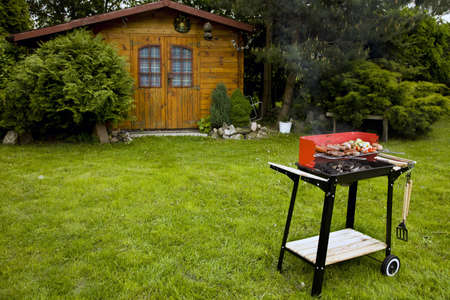 Barbeque in the garden, really tasty dinner の写真素材