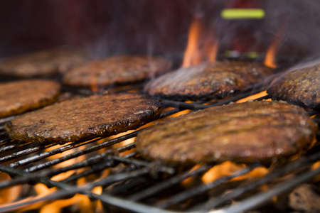 Closeup of fried burgers