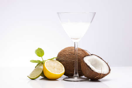 Exotic Pina Colada Drink isolated on whiteの写真素材