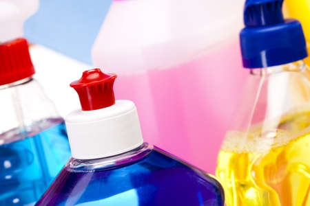 Cleaning items isolated on white backgroundの写真素材