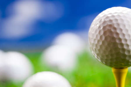 Golf ball on the green grass  Studio Shot の写真素材