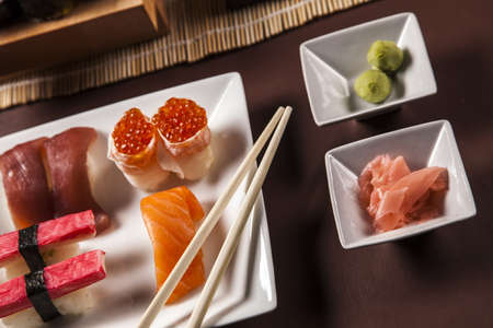 Variation of fresh tasty sushi foodの写真素材