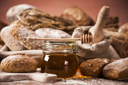 Traditional set of bread, loaves and other ingredientsの写真素材