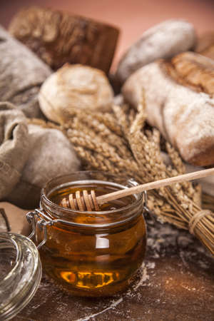 Traditional set of bread, loaves and other ingredientsの写真素材