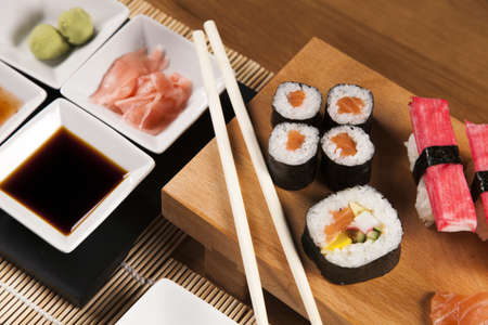 Variation of fresh tasty sushi foodの写真素材
