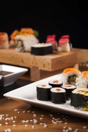 Variation of fresh tasty sushi foodの写真素材