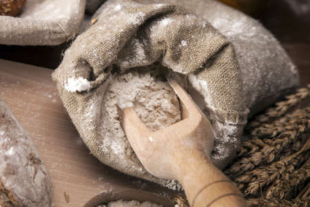 Traditional set of bread, loaves and other ingredientsの写真素材