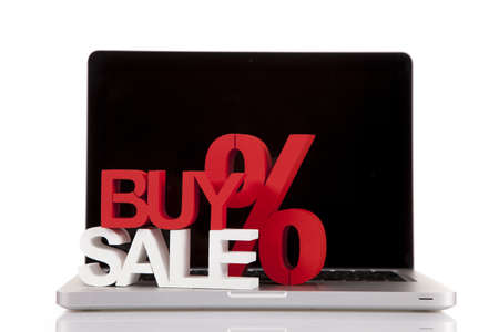 Computer, basket and free web shopingの写真素材
