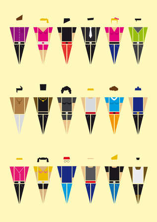 Funny persons icons on yellow backgroundのイラスト素材
