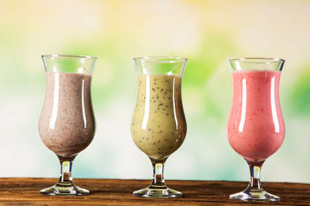 Healthy diet, protein shakes, fruits and sport and fitness concept