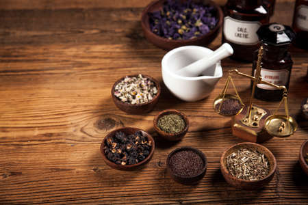 The ancient natural medicine, herbs and medicinesの写真素材