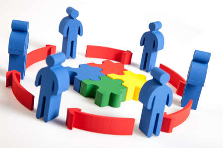 concept of teamwork, people and icons
