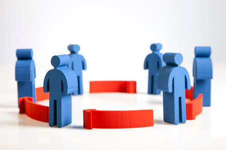 concept of teamwork, people and iconsの写真素材