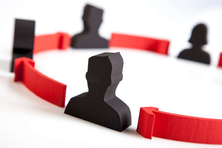 concept of teamwork, people and iconsの写真素材