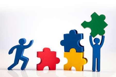 concept of teamwork, people and iconsの写真素材